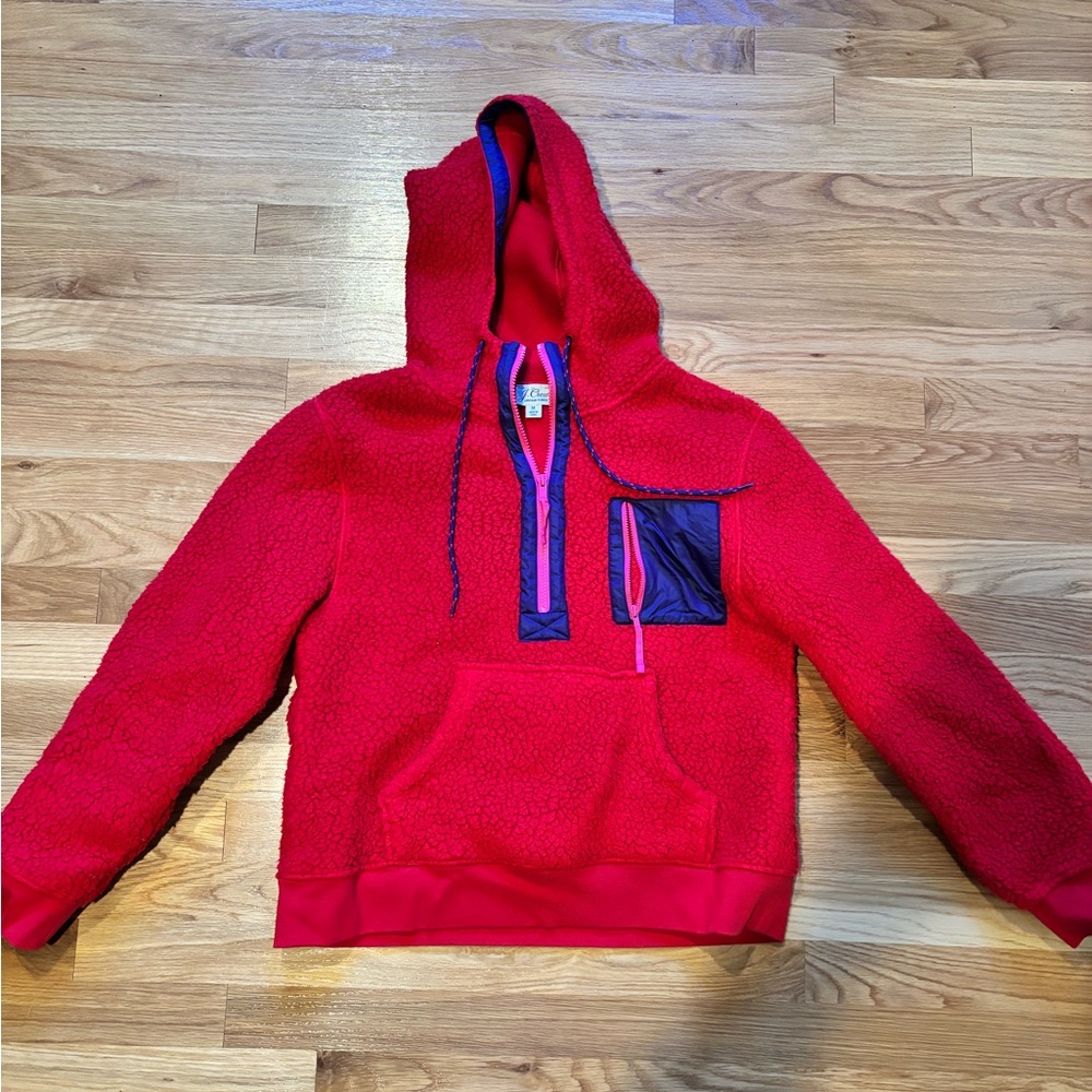J. Crew Red Fleece with Navy Accents